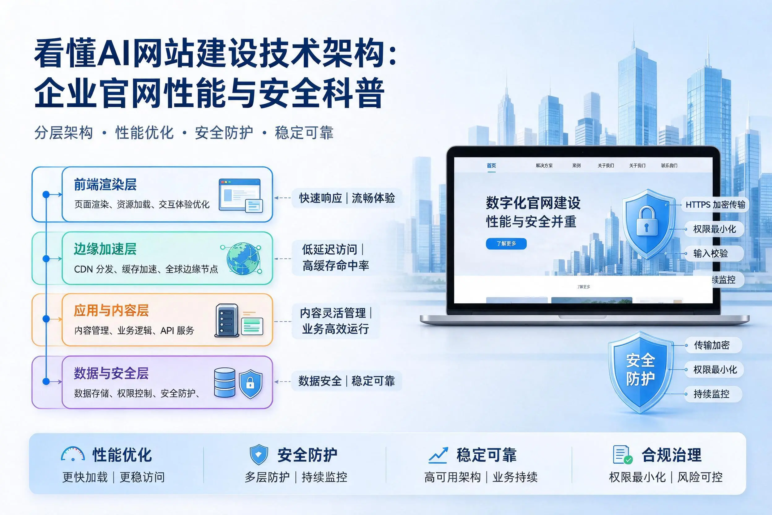 看懂AI网站建设技术架构:临沂企业官网性能与安全科普