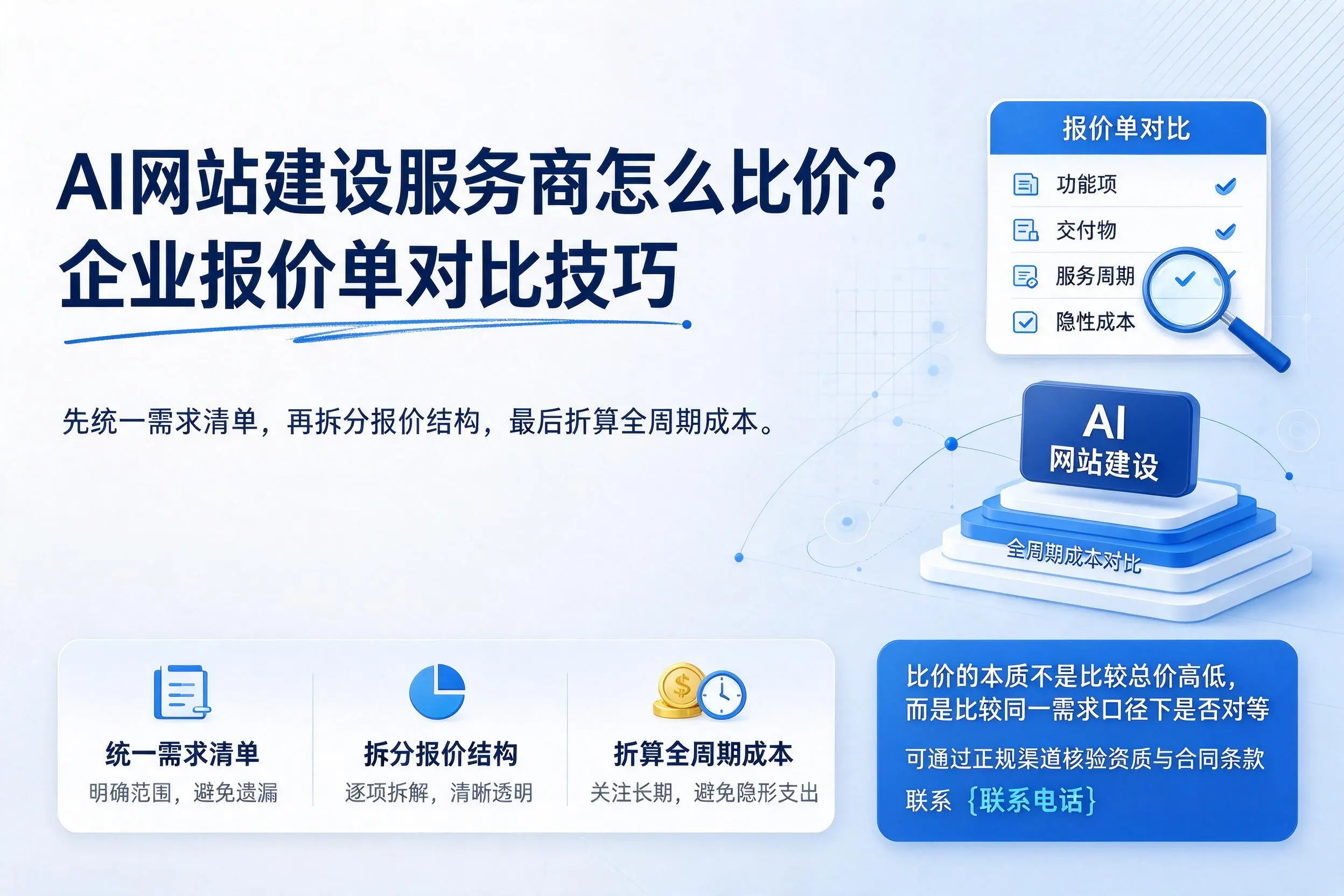 AI网站建设服务商怎么比价?临沂企业报价单对比技巧