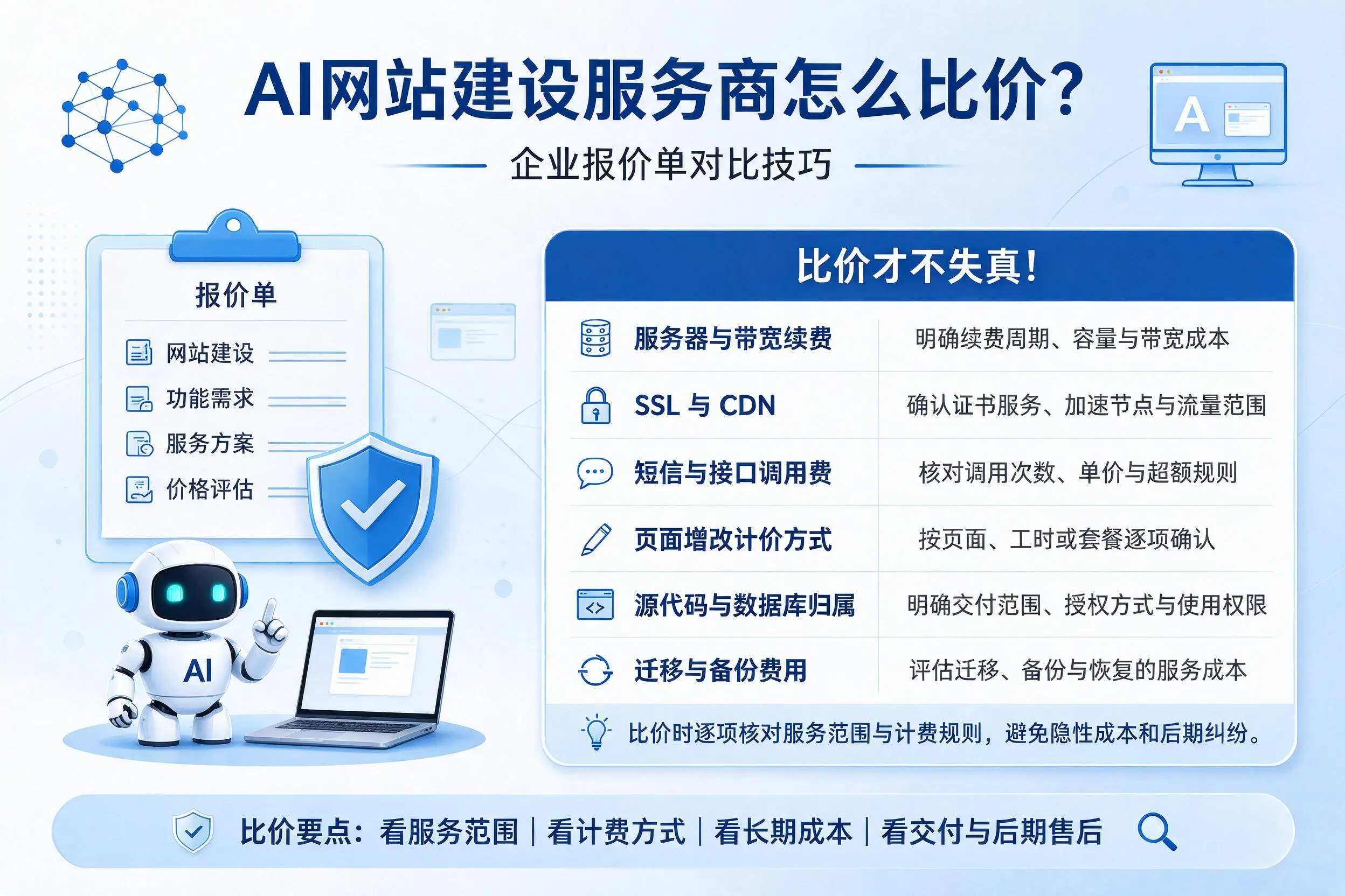 AI网站建设服务商怎么比价?临沂企业报价单对比技巧
