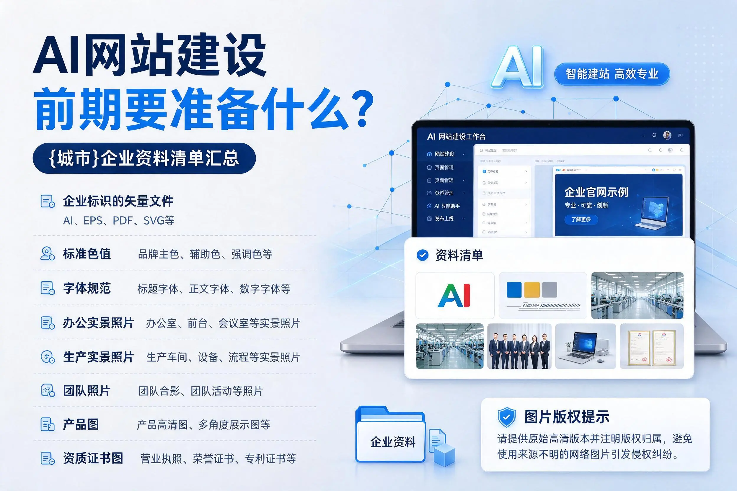 AI网站建设前期要准备什么？临沂企业资料清单汇总